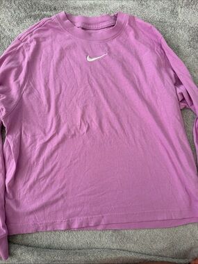 Nike Long-Sleeve Tee in Lavender Pink with White Swoosh